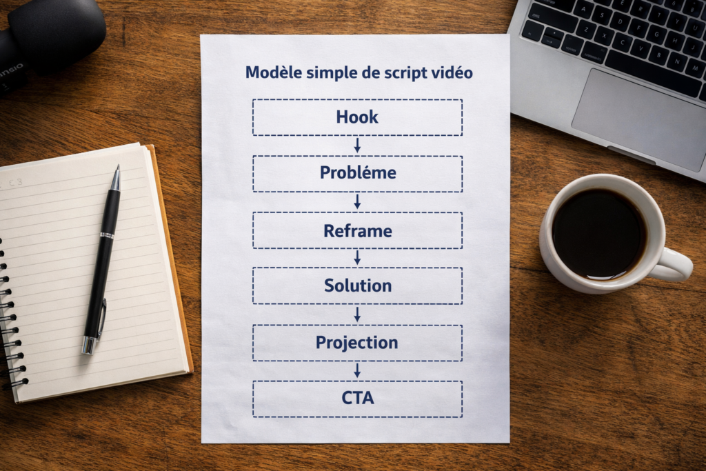 modèle de script vidéo sur bureau de travail